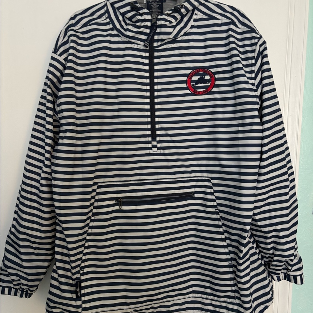 Striped navy and White Pullover Jacket XXL MarthasVineyard